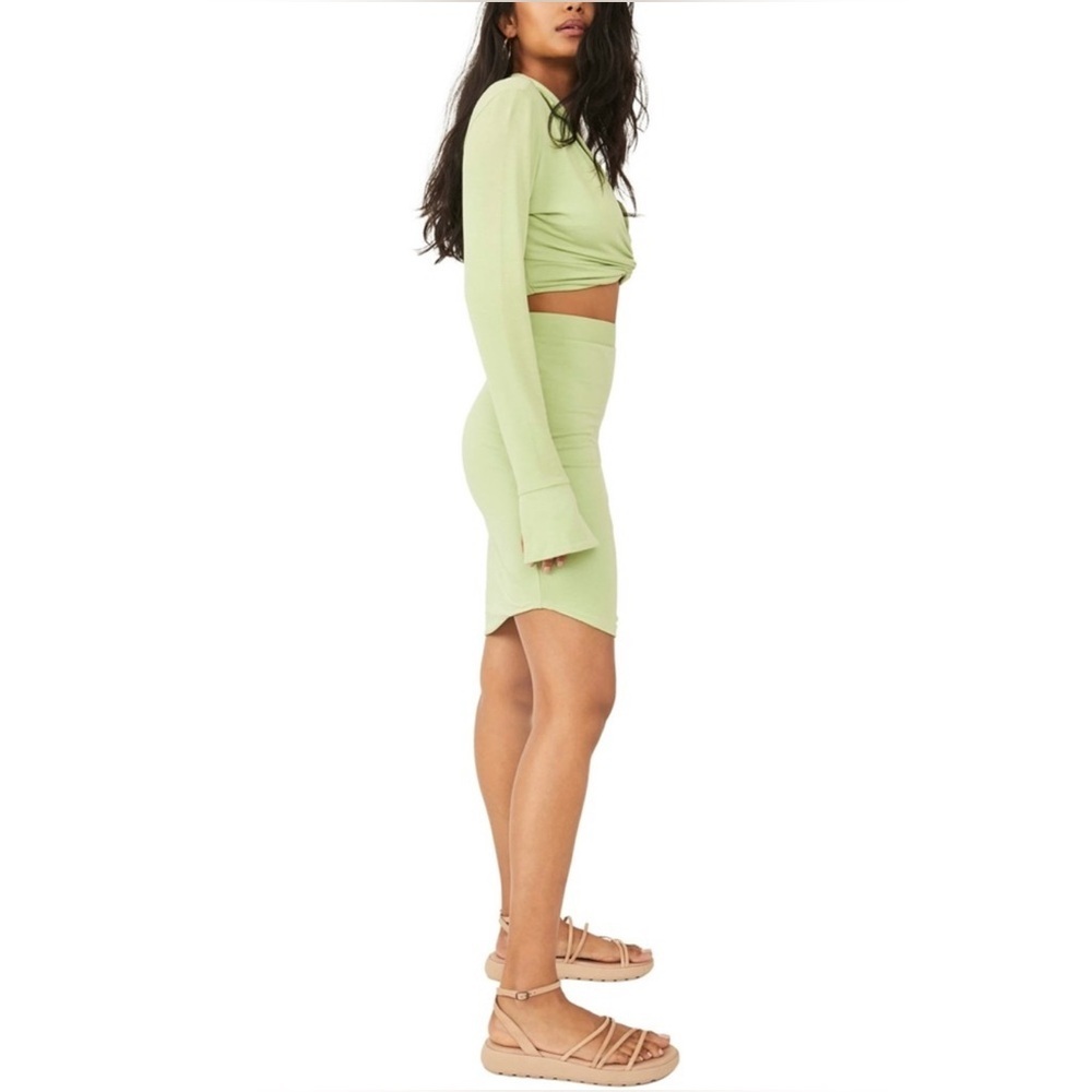 FREE PEOPLE Clara Ruched Long Sleeve Shirt & Skirt Set in La Pera Large NWT - Picture 6 of 16